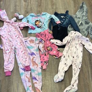Pink Footies with Floral Patterns